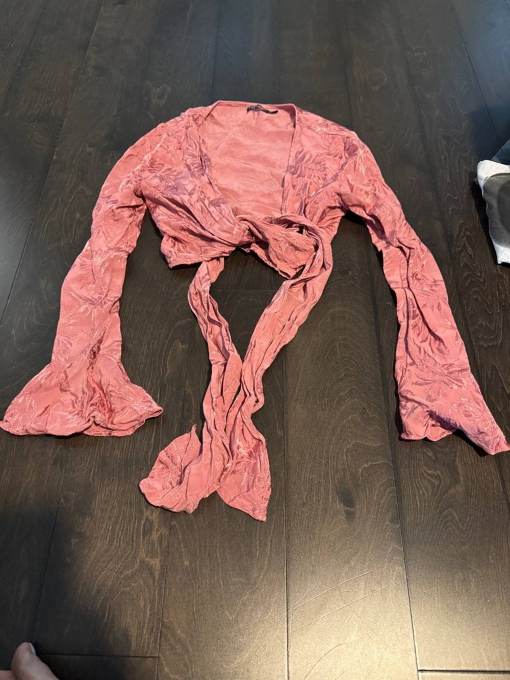 Nasty Gal Dusty Rose Crushed Tie-Front Shrug